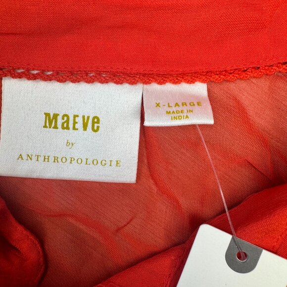 NWT Maeve by Anthropologie Orange Flowy Button Down Blouse - Women's XL - Picture 3 of 12